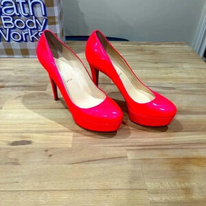 Christian Louboutin Neon Pink Patent Leather Bianca  Pumps size 38.5